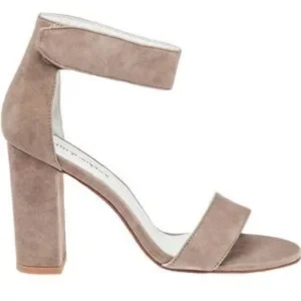 Womens Jeffrey Campbell Lindsay Taupe Strappy Suede Block Heels 6